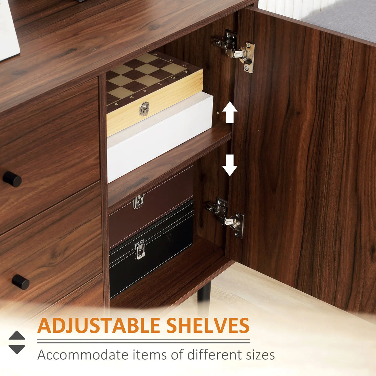 Kitchen Storage Sideboard, Buffet Cabinet, 2 Cupboard, 3 Drawers, Adjustable Shelves, Rustic Brown Bar Cabinets at Gallery Canada