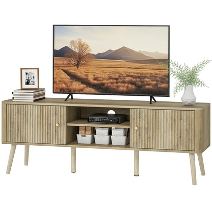 TV Stand for 65 Inch TV, Adjustable Shelves, Pine Wood Legs, Oak TV Stands Oak at Gallery Canada