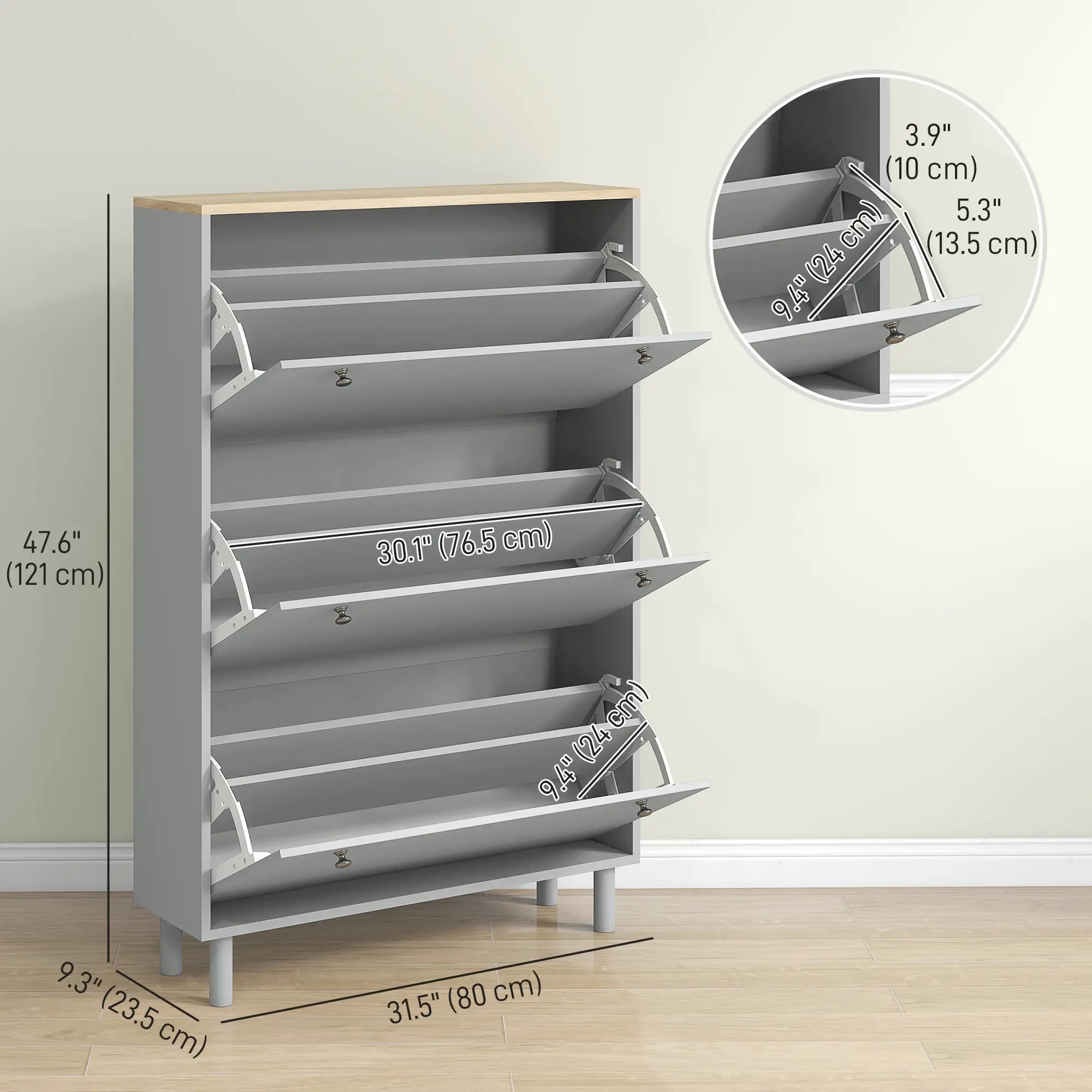 Shoe Storage, 3 Flip Drawers, Adjustable Shelves, 24 Pairs, Grey Shoe Storage Cabinets & Racks at Gallery Canada