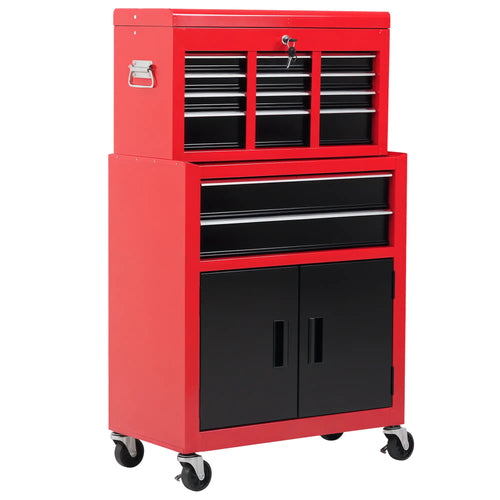 Rolling Tool Chest, 6-Drawer Storage Cabinet, Detachable Organizer, Lockable Toolbox