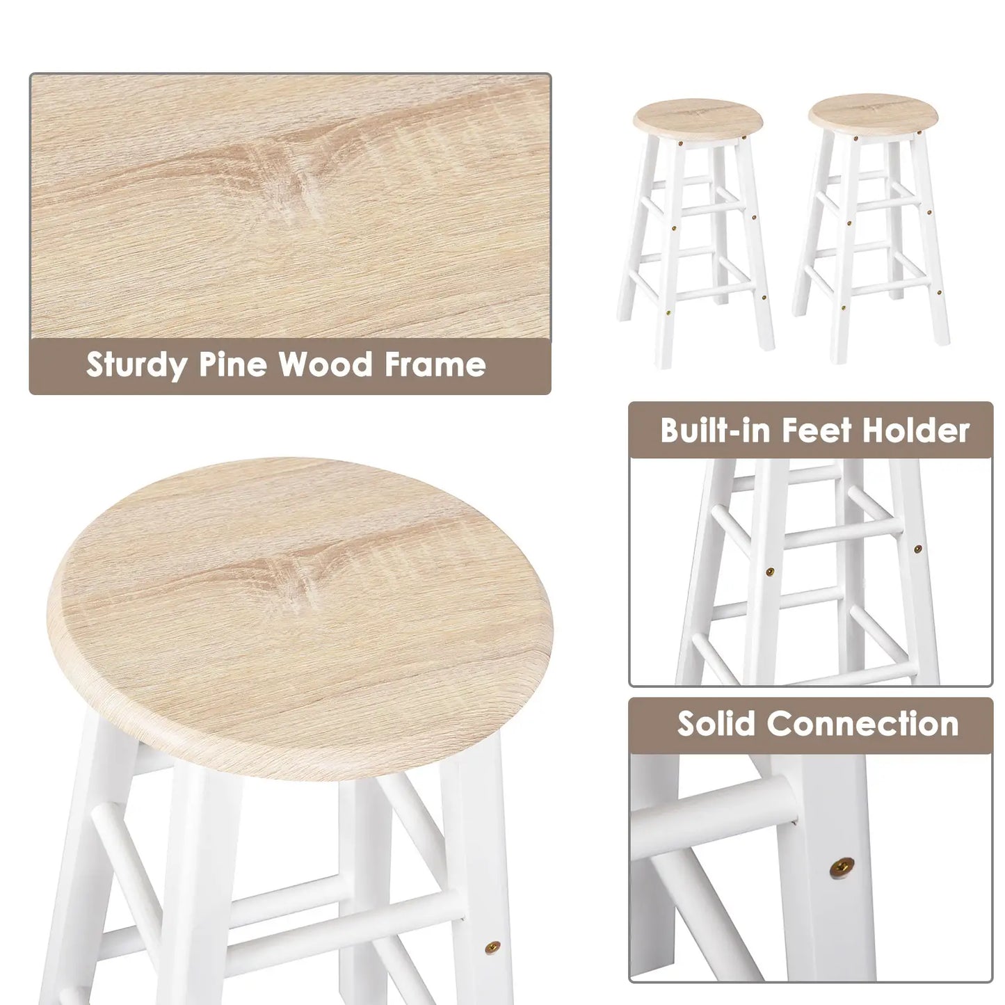 3 Piece Kitchen Cart Set, Drop Leaf Table, 2 Stools, Rolling Wheels, Wood, White Kitchen Islands & Kitchen Carts at Gallery Canada