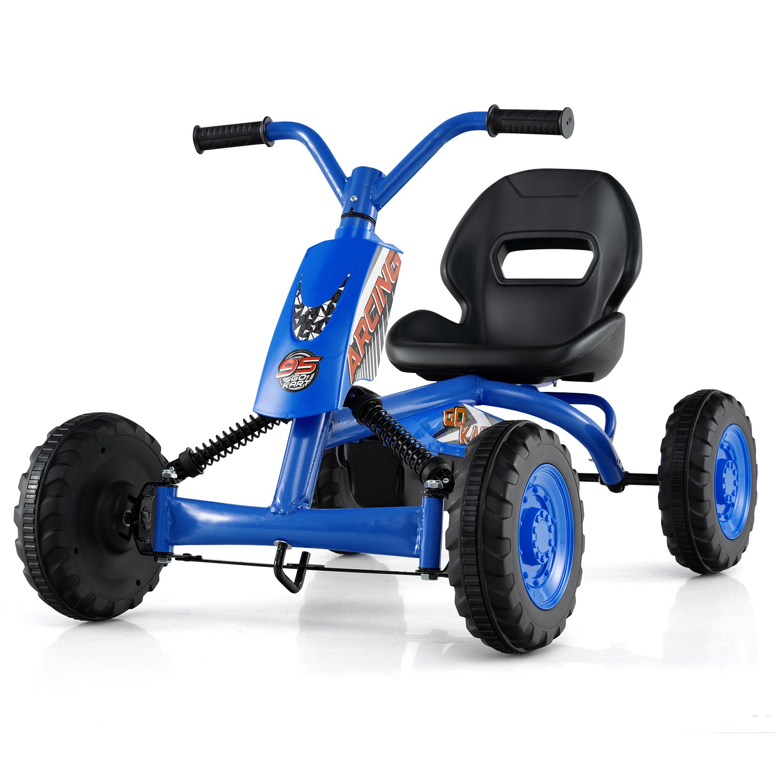 Go Kart for Kids 4 Wheel with Steering Handlebars and Adjustable Seat, Navy Push & Pedal Ride On Toys at Gallery Canada