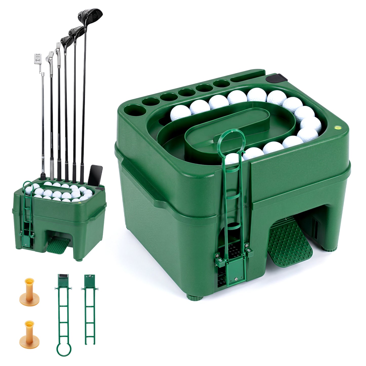 Golf Ball Dispenser, 6-Club Holder, 50-Ball Capacity Sport Equipments Green at Gallery Canada