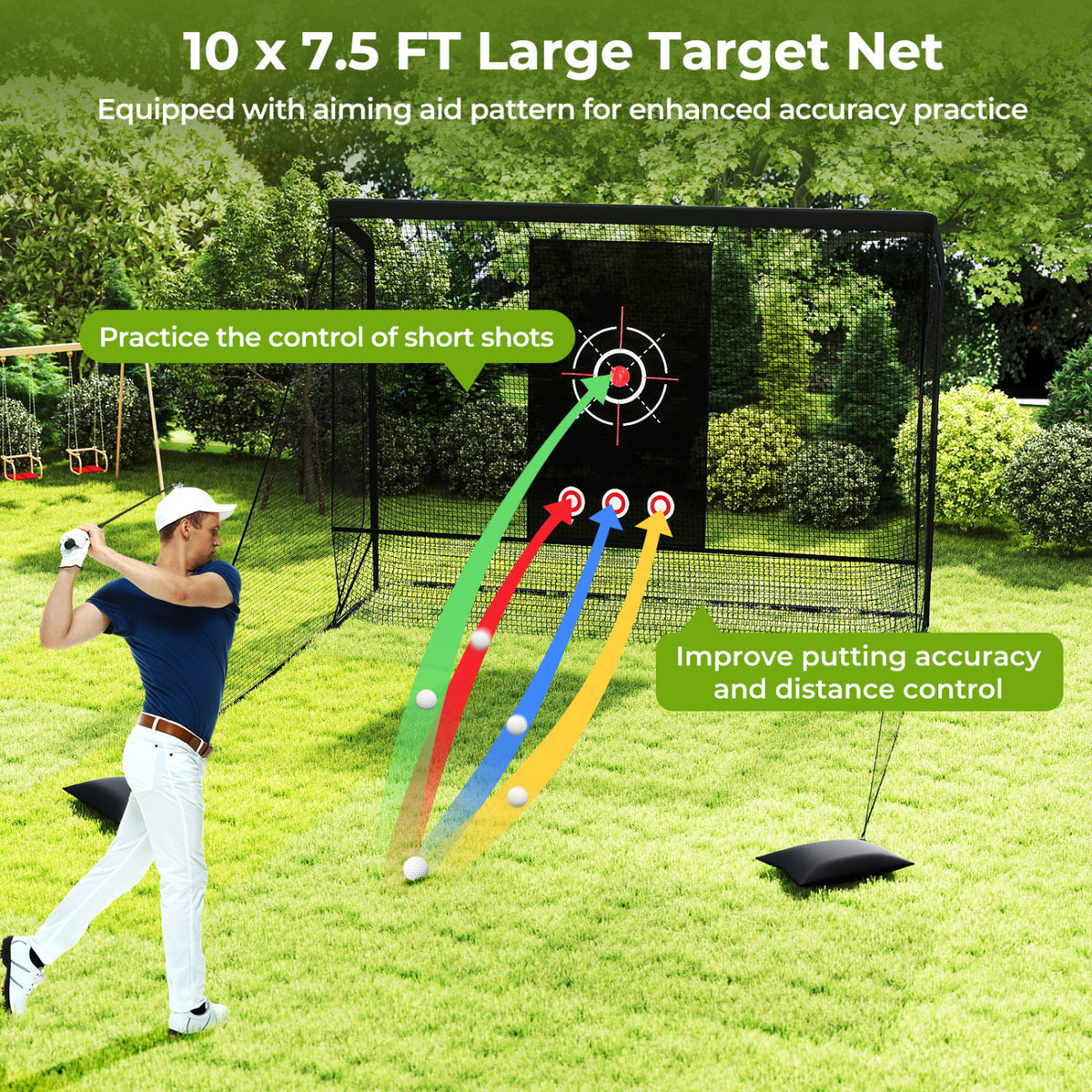 Golf Practice Hitting Net Cage, Dual Side Barriers, Target Cloth, Metal Frame Golf at Gallery Canada