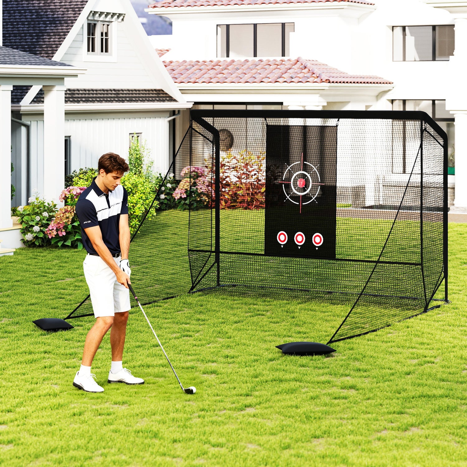 Golf Practice Hitting Net Cage, Dual Side Barriers, Target Cloth, Metal Frame Golf at Gallery Canada