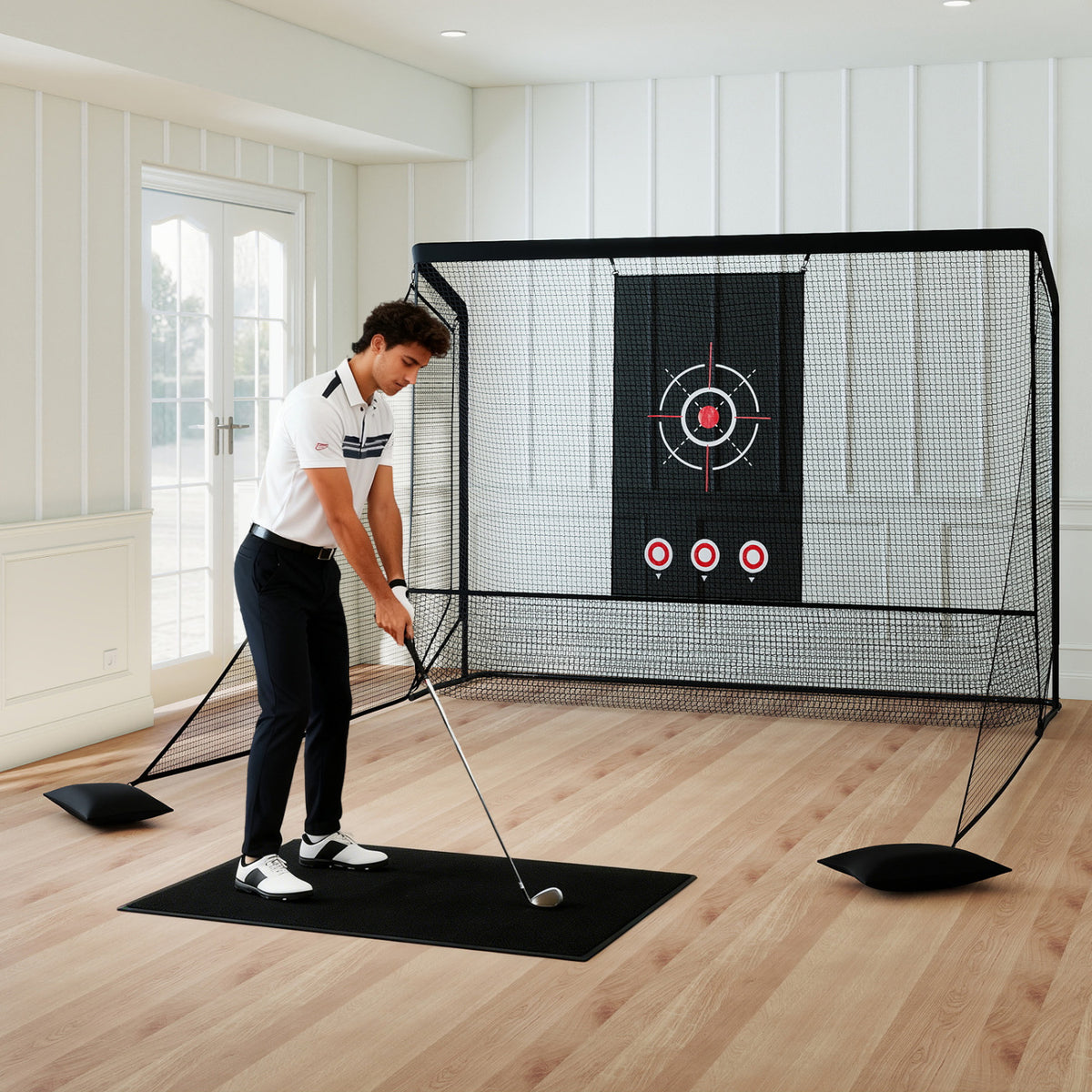 Golf Practice Hitting Net Cage, Dual Side Barriers, Target Cloth, Metal Frame Golf at Gallery Canada
