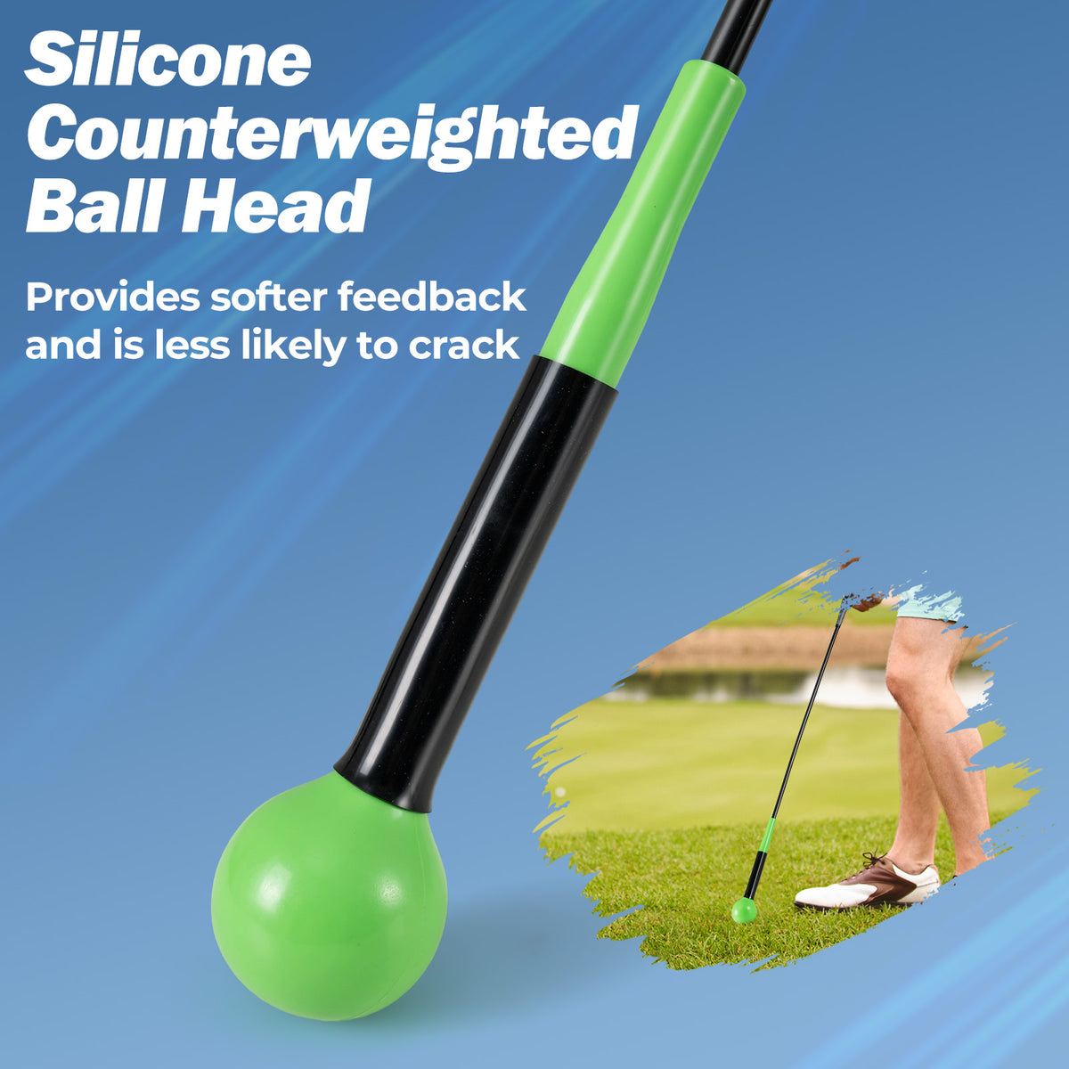 Golf Swing Trainer Aid 47inch/40inch/31.5inch Warm-up Practice Stick with Weighted Head for Grip, Green Golf at Gallery Canada