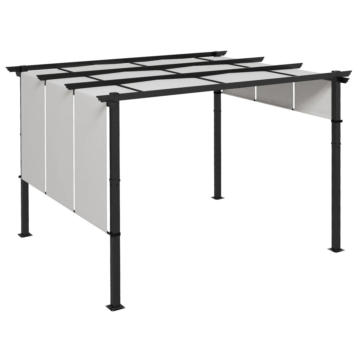 10' x 12' Metal Pergola With Retractable Canopy, For Garden Patio Pergolas Light Grey at Gallery Canada