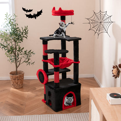 Gothic Cat Tree With Plush Perch, Spider Dangling Toy, Red, Black Cat Trees Condos & Scratchers at Gallery Canada