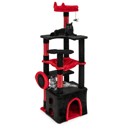Gothic Cat Tree With Plush Perch, Spider Dangling Toy, Red, Black Cat Trees Condos & Scratchers at Gallery Canada