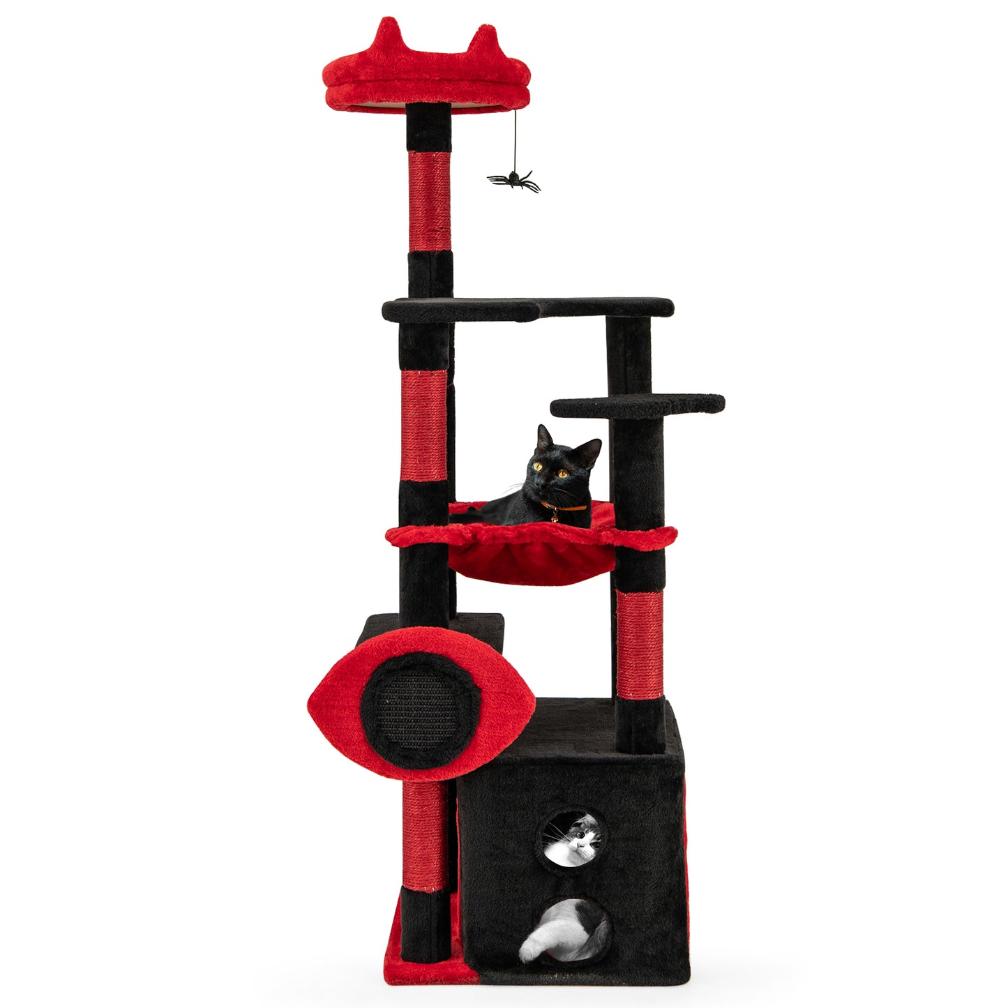 Gothic Cat Tree With Plush Perch, Spider Dangling Toy, Red, Black Cat Trees Condos & Scratchers at Gallery Canada