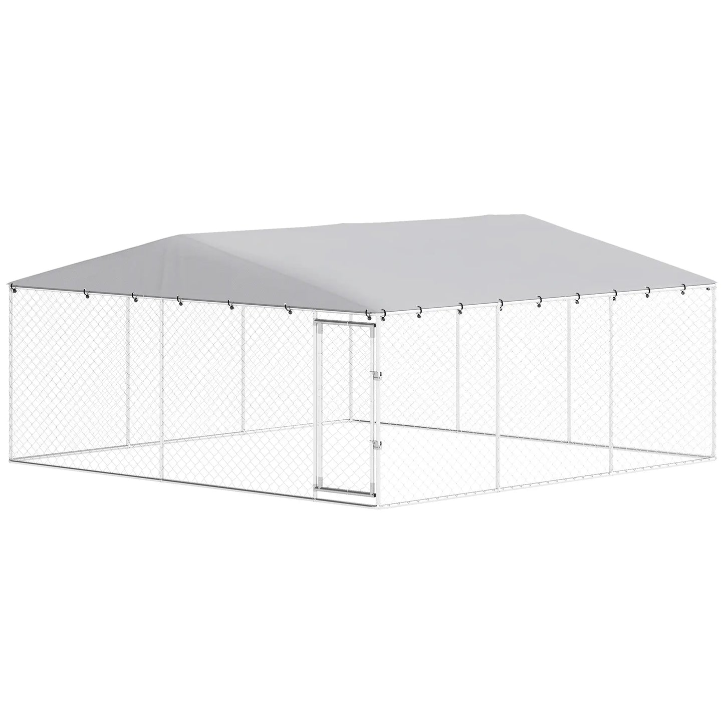 14.8' x 14.8' x 7.1' Dog Kennel, Outdoor, Waterproof Cover, Silver Dog Kennels Silver at Gallery Canada