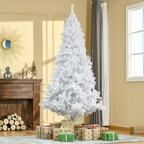7ft Artificial Christmas Tree, 1230 Branch Tips, Metal Stand, White