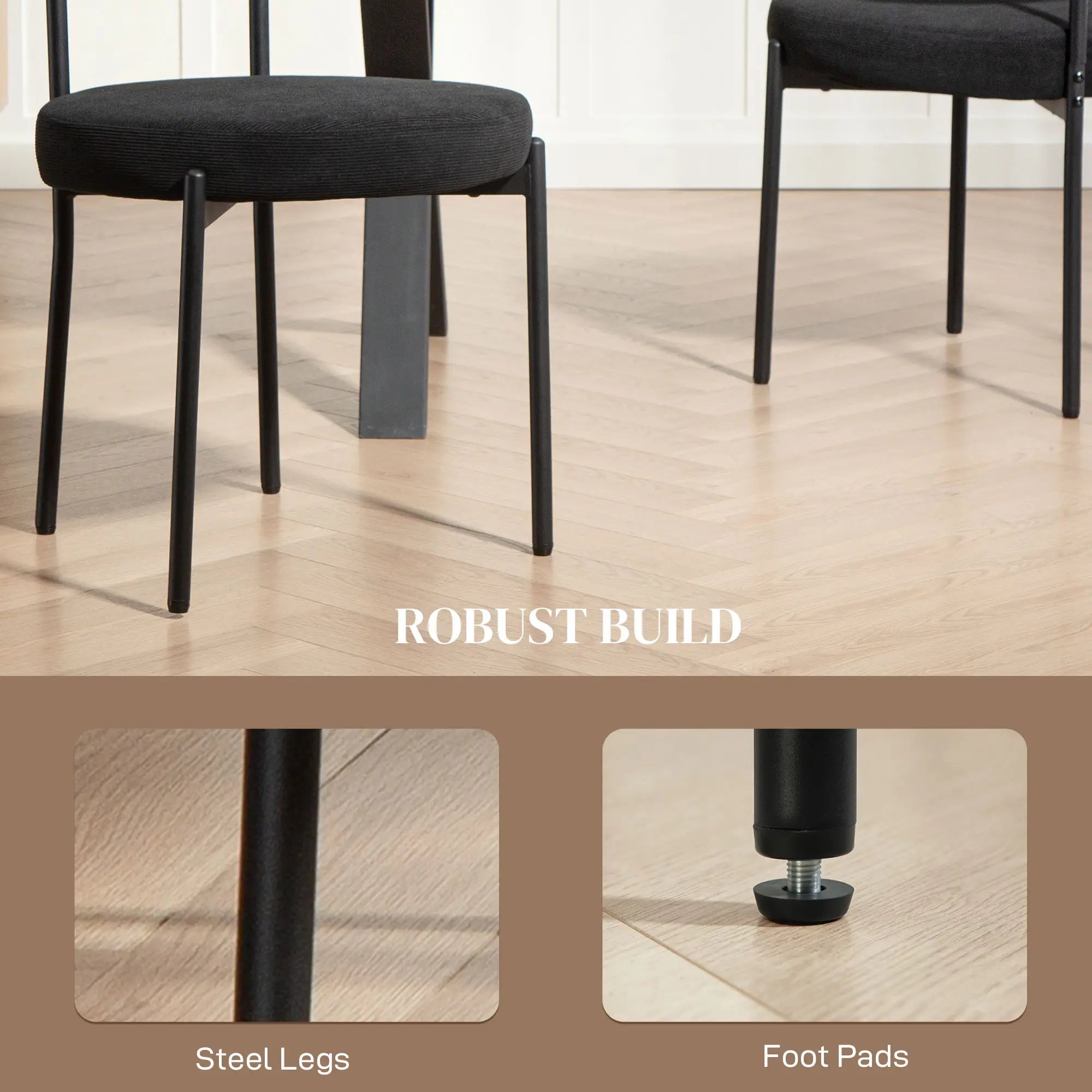 4 Kitchen Chairs, Modern Dining, Corduroy Upholstery, Steel Legs, Black Dining Chairs at Gallery Canada