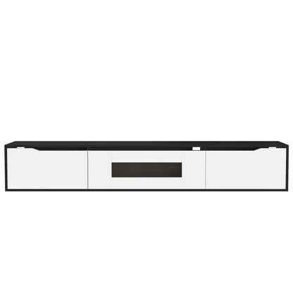 TV Stand With LED Lighting, Mounting Options, 71" L x 12" W x 12" H, Black+White TV Stands Black, White at Gallery Canada