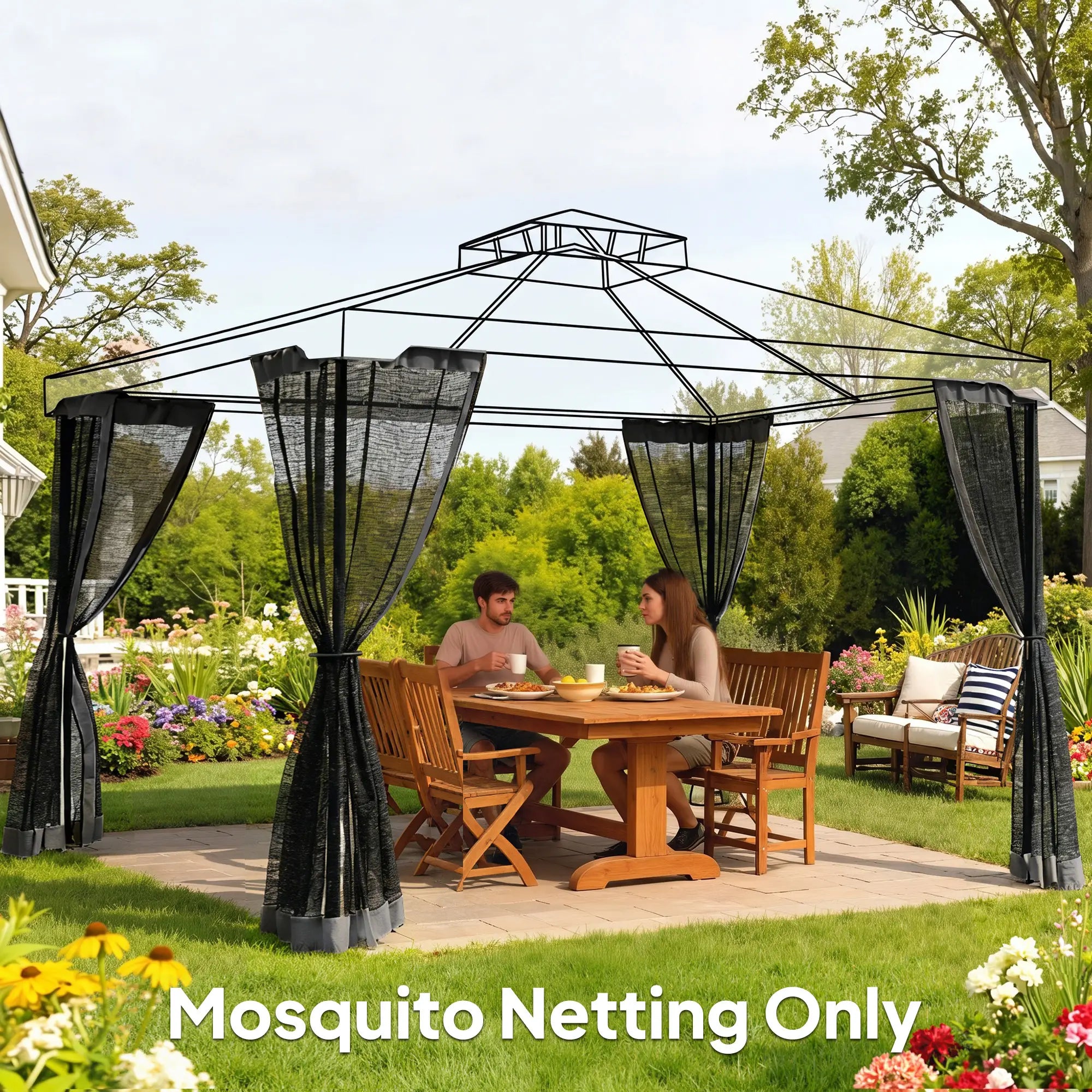 Replacement Mosquito Netting, 13' x 13', Black, Dark Grey Gazebo Sidewalls at Gallery Canada