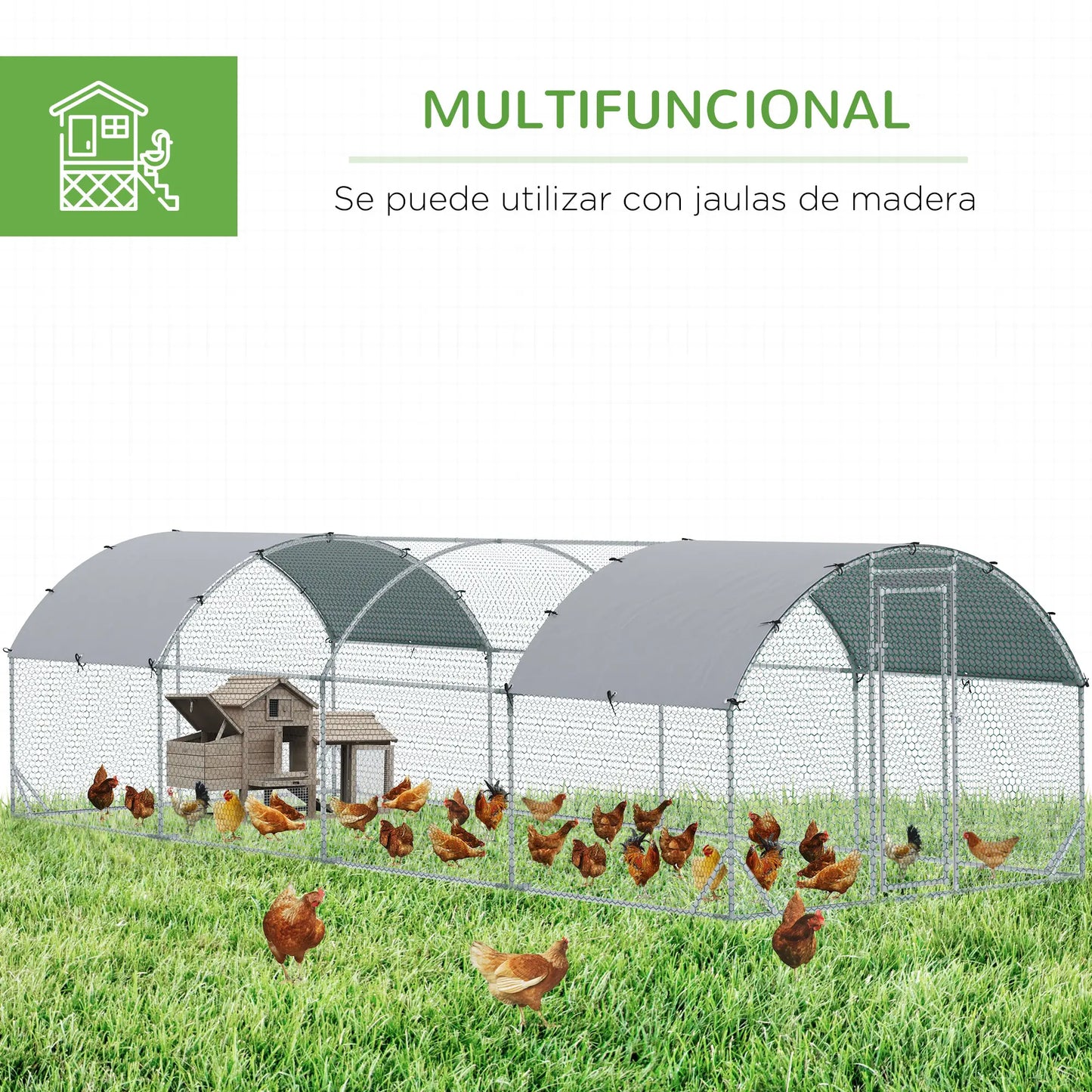 Large Metal Chicken Coop, Walk-in Enclosure, Poultry Hen Run, 9.2' x 24.9' x 6.5', Silver Chicken Coops at Gallery Canada