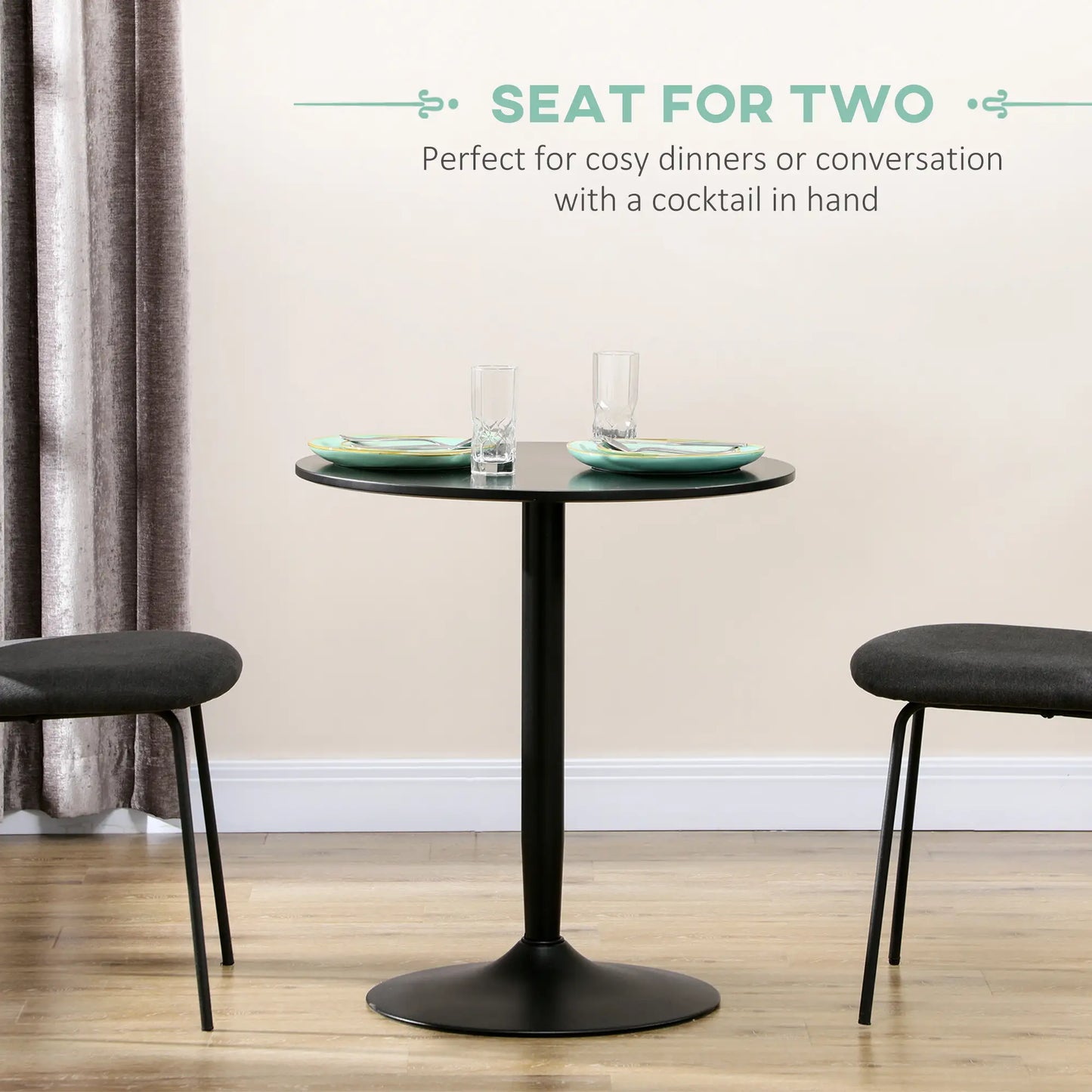 Modern Kitchen Table for 2, Round Dining Table, Steel Base, Black Bar Tables & Dining Tables at Gallery Canada