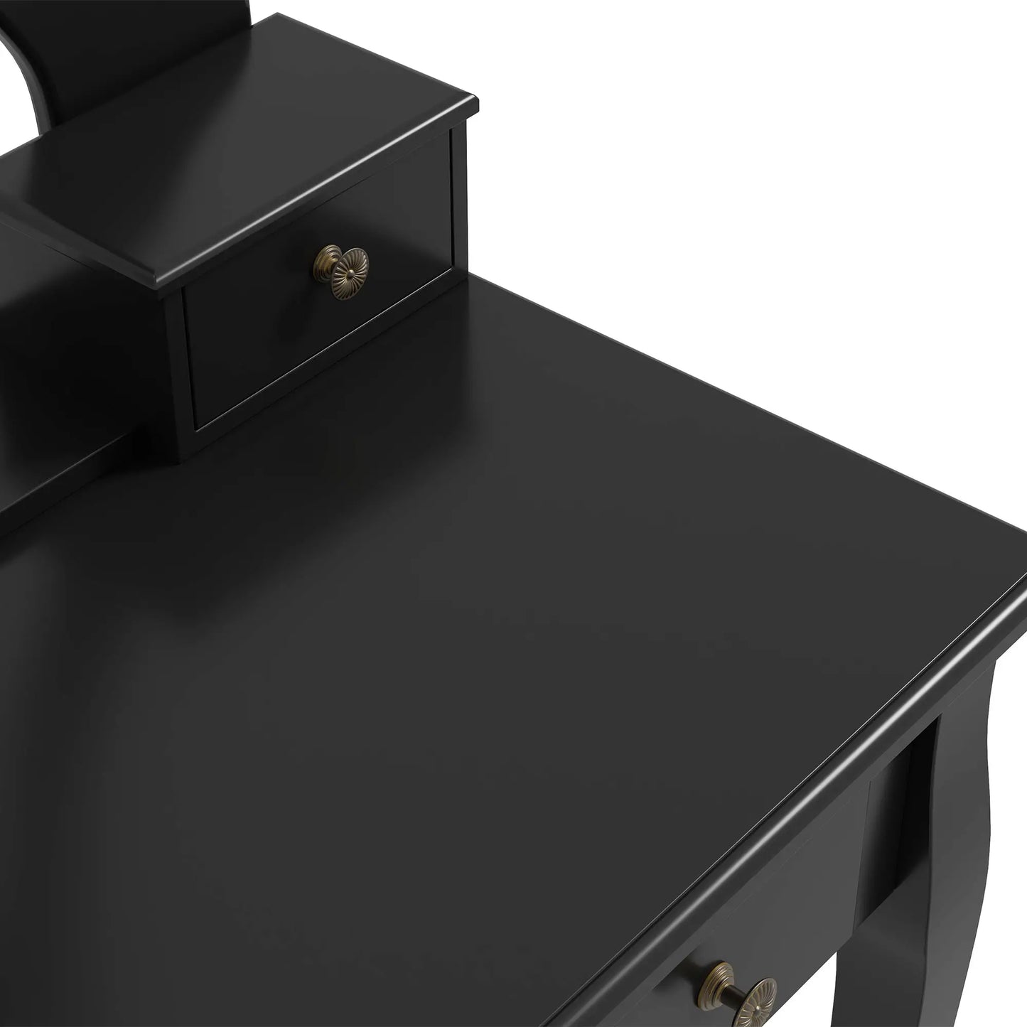 Wooden Vanity Table, 360° Rotating Oval Mirror, 5 Drawers, Padded Stool, Black Dressing & Vanity Tables at Gallery Canada