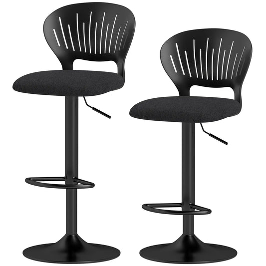 Modern Swivel Bar Stools, Set of 2, Counter Height, Black