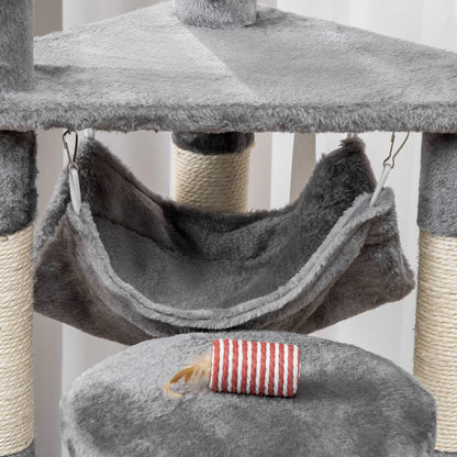 52" Multi-Level Cat Tree Tower, Kitten Scratcher, Hammock, Grey Cat Towers at Gallery Canada
