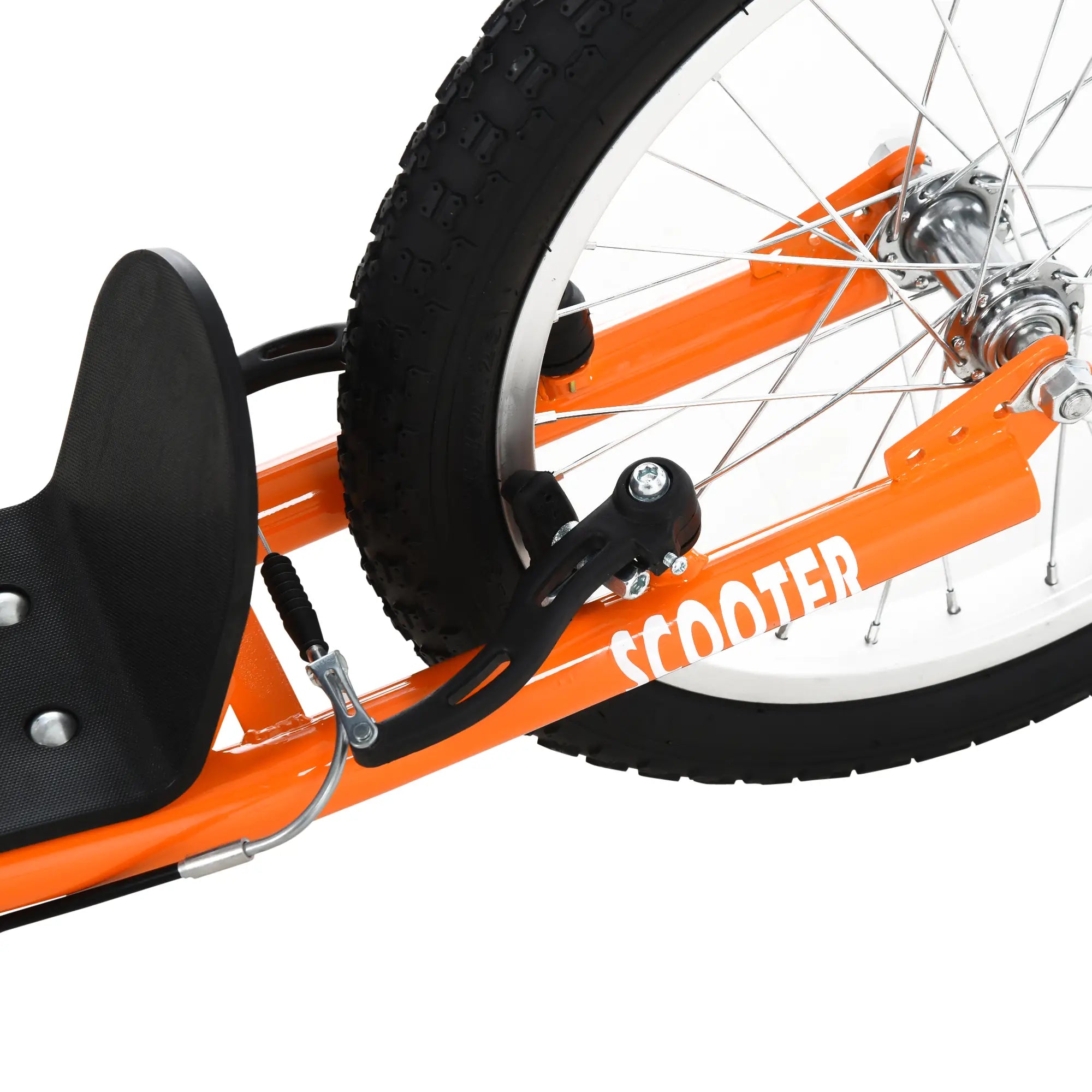 Kids Scooter, Adjustable Handlebar, Dual Brakes, Inflatable Wheels, Age 5+, Orange Scooters at Gallery Canada