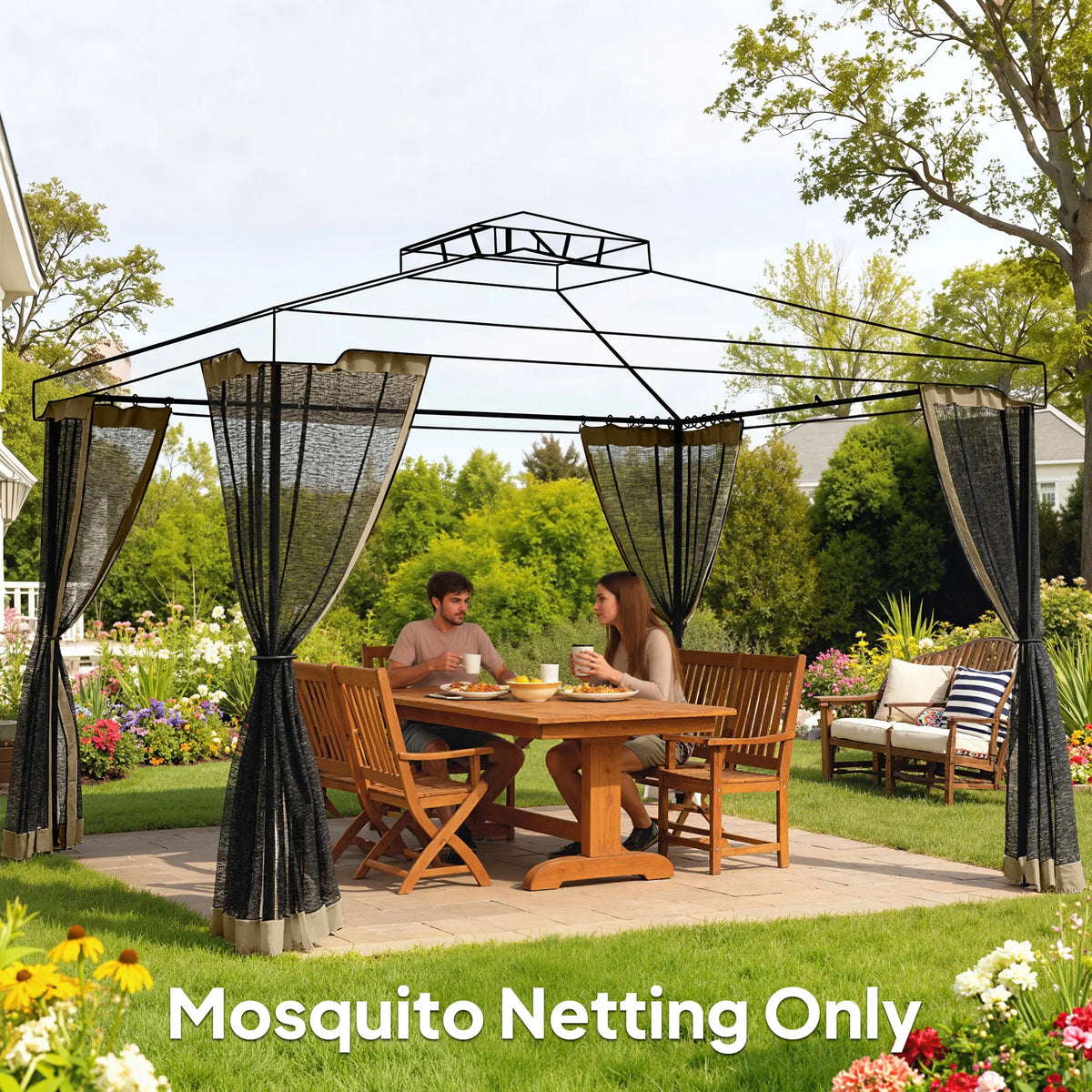 Mosquito Netting For Gazebo, 10' x 13', Khaki, Black Gazebo Sidewalls at Gallery Canada