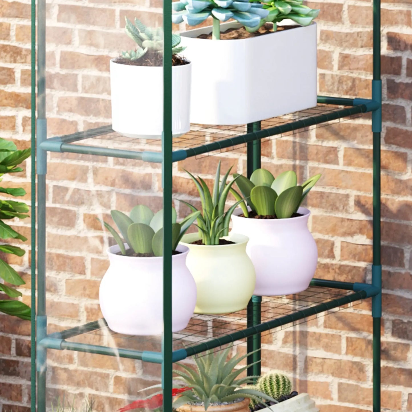 56” x 29” x 77” Walk-In Greenhouse, 4 Tier Shelves, Roll Up Door, Transparent Walk In Greenhouses at Gallery Canada