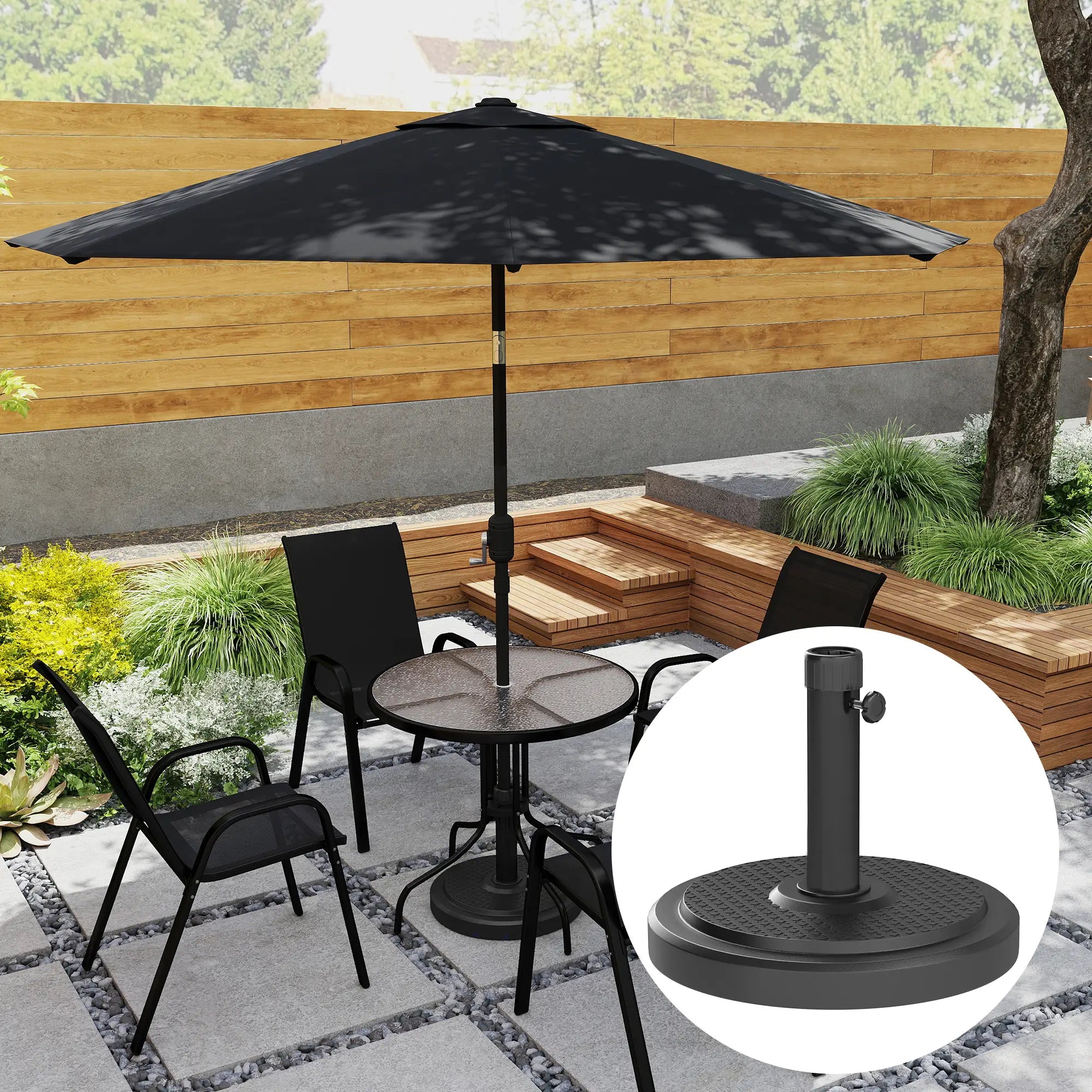 48 Lbs Patio Umbrella Base, Round HDPE, For 1.5