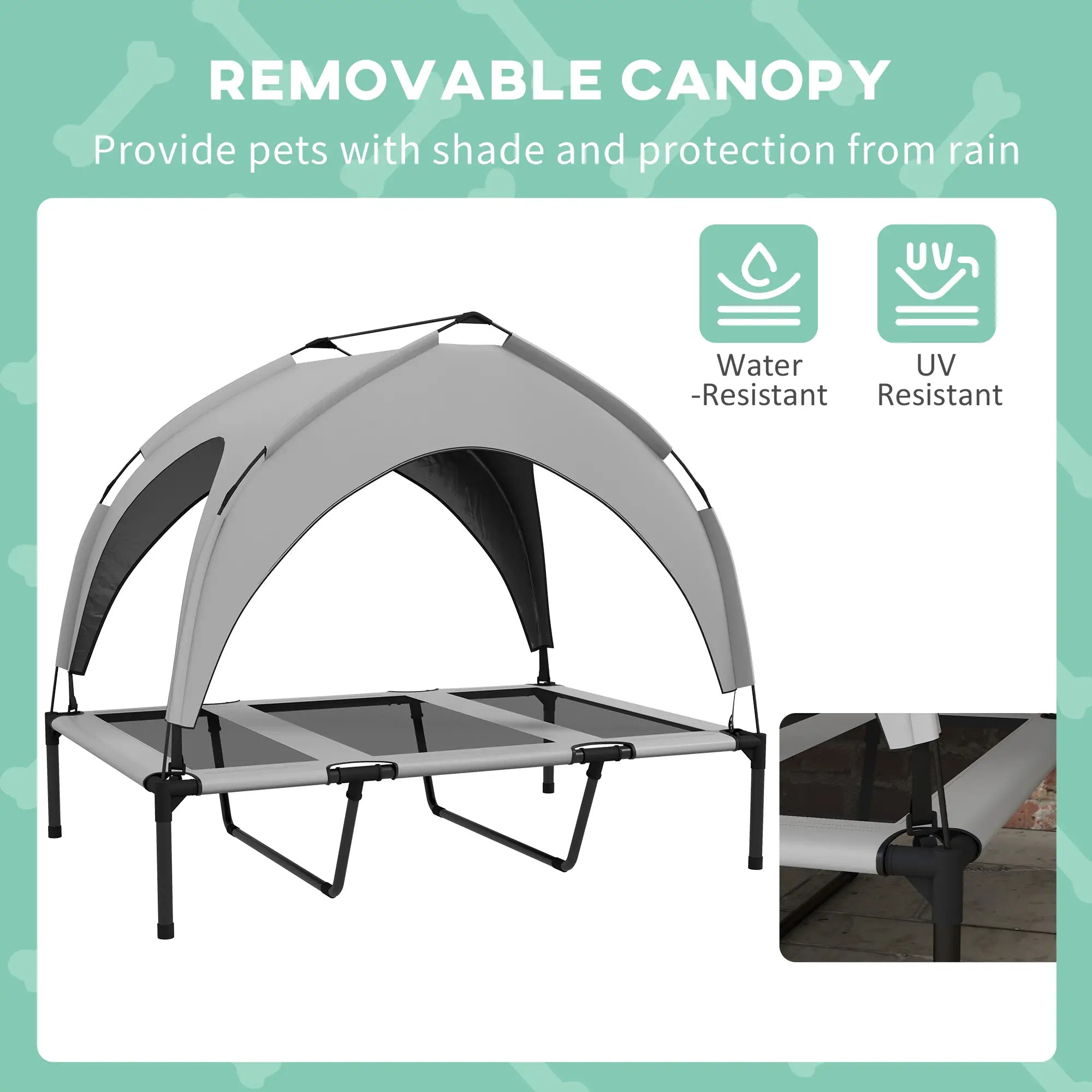 Raised Dog Bed With Canopy, Washable Mesh, Large, Light Grey Elevated Dog Beds at Gallery Canada