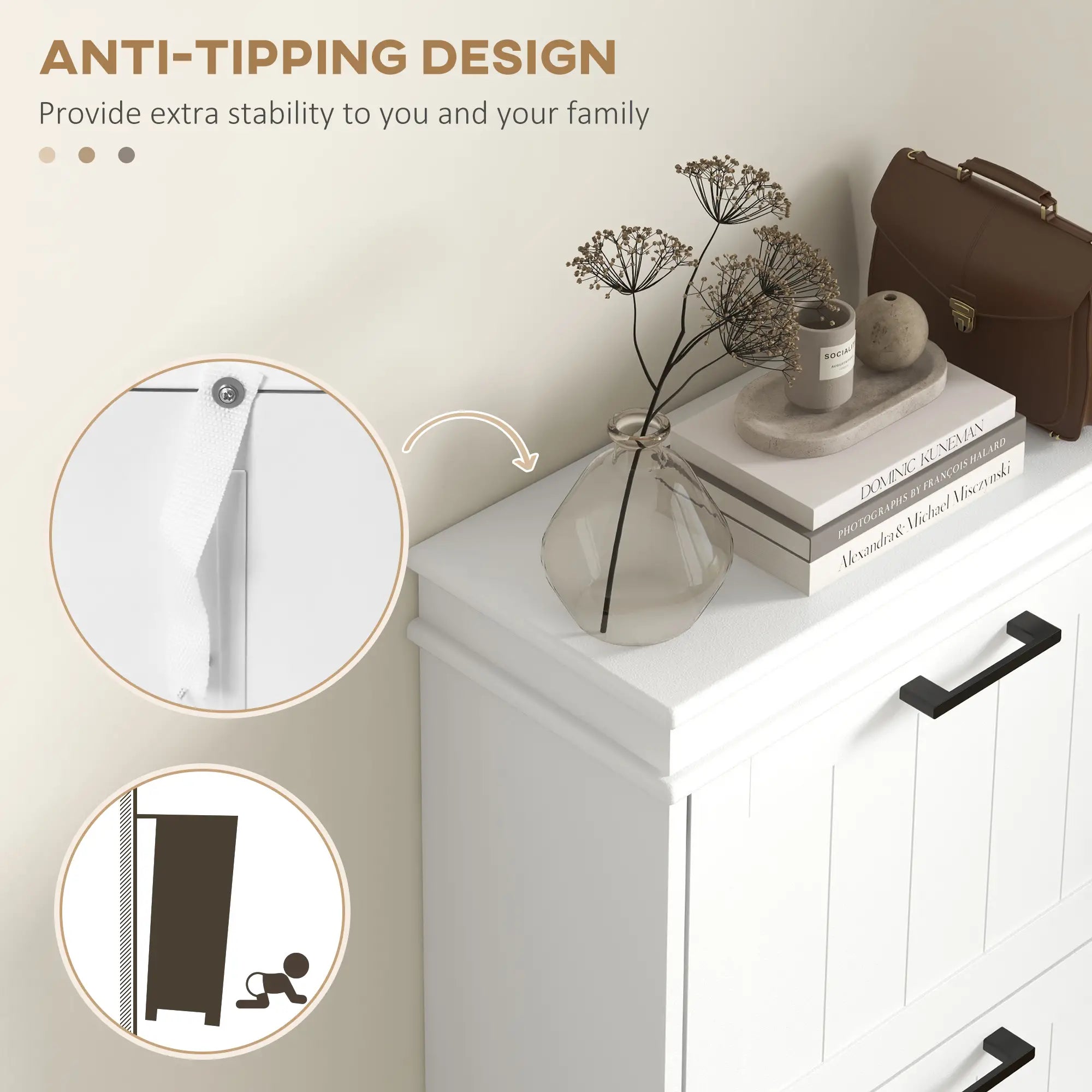 Slim Shoe Cabinet, 3 Flip Drawers, Adjustable Shelves, 15 Pairs, White Shoe Storage Cabinets & Racks at Gallery Canada
