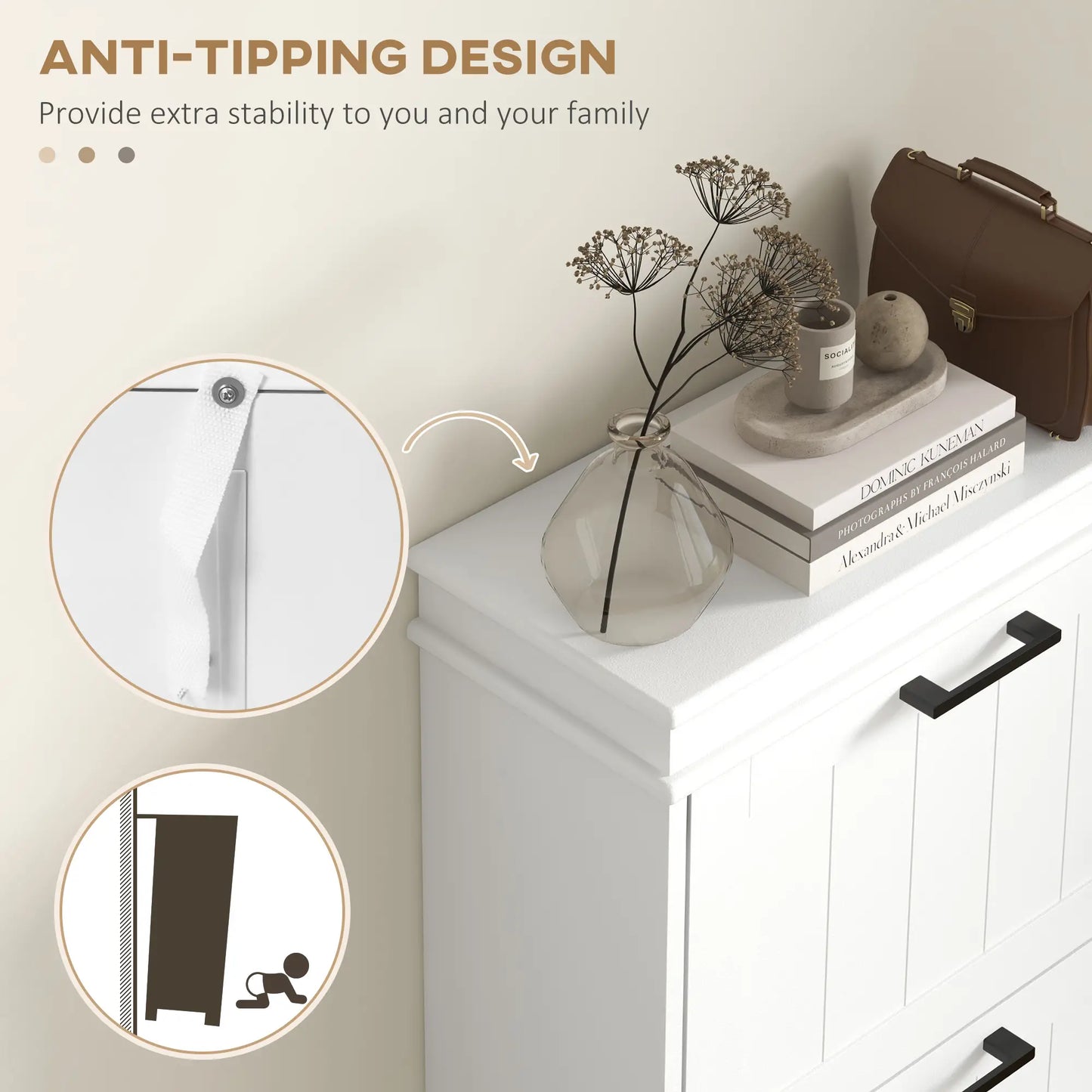 Slim Shoe Cabinet, 3 Flip Drawers, Adjustable Shelves, 15 Pairs, White Shoe Storage Cabinets & Racks at Gallery Canada