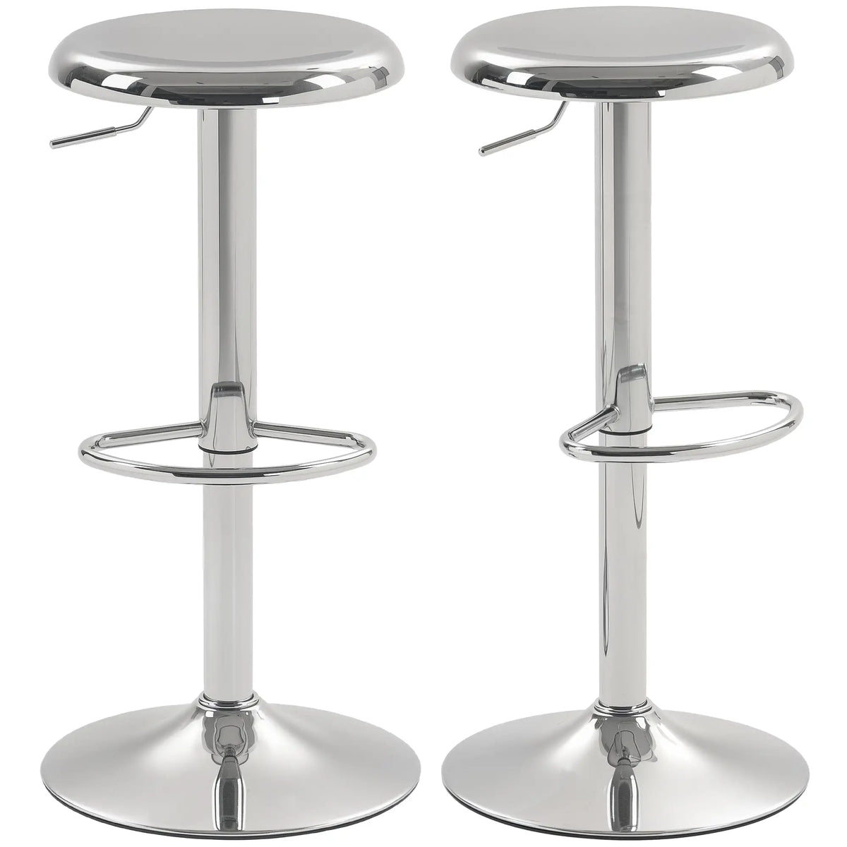 Steel Bar Stools Set of 2, Adjustable Counter Height, Silver Bar Stools at Gallery Canada