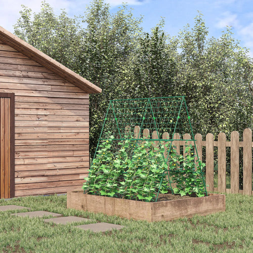 Metal Cucumber Trellis With Netting, A Frame Tomato Support, Green