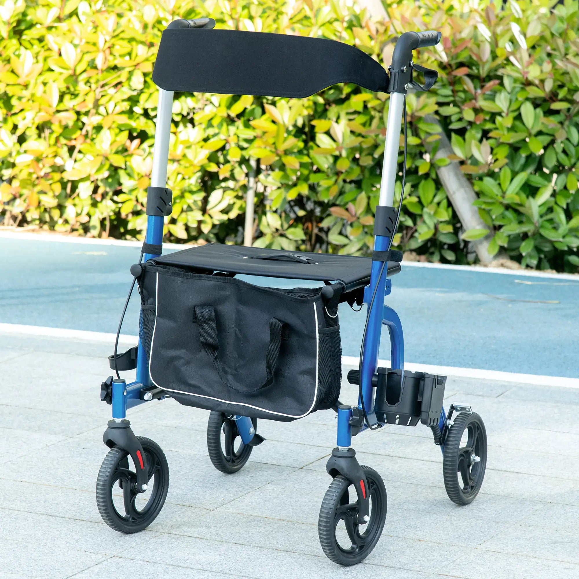 Rollator Walker, 8'' Wheels, Padded Seat, Backrest, Storage Bag, Blue Knee Walker & Wheelchair Ramps at Gallery Canada