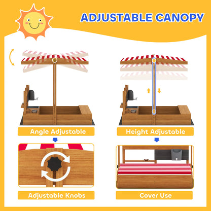Kids Sandbox with Cover, Wooden Sand Box with Seat, Storage, 3-7 Years, Red Sandboxes & Accessories at Gallery Canada