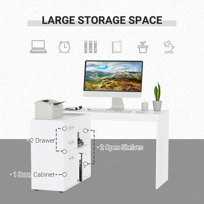 L-Shaped Corner Desk With Storage Shelf, Drawer, White Computer Desks at Gallery Canada