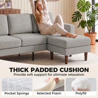 78 In L Shaped 3 Seater Sofa with Ottoman, Grey L Shaped Couchs at Gallery Canada