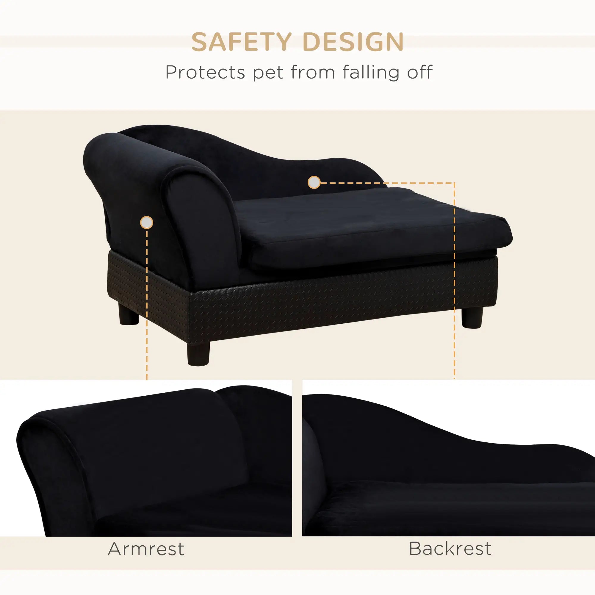 Small Pet Sofa, Dog Couch with Storage, Sponge Cushioned Bed, Black Dog Sofas at Gallery Canada