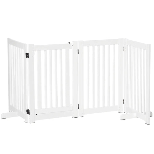 Wooden Pet Gate, Foldable Dog Barrier, Z Shape 4 Panel