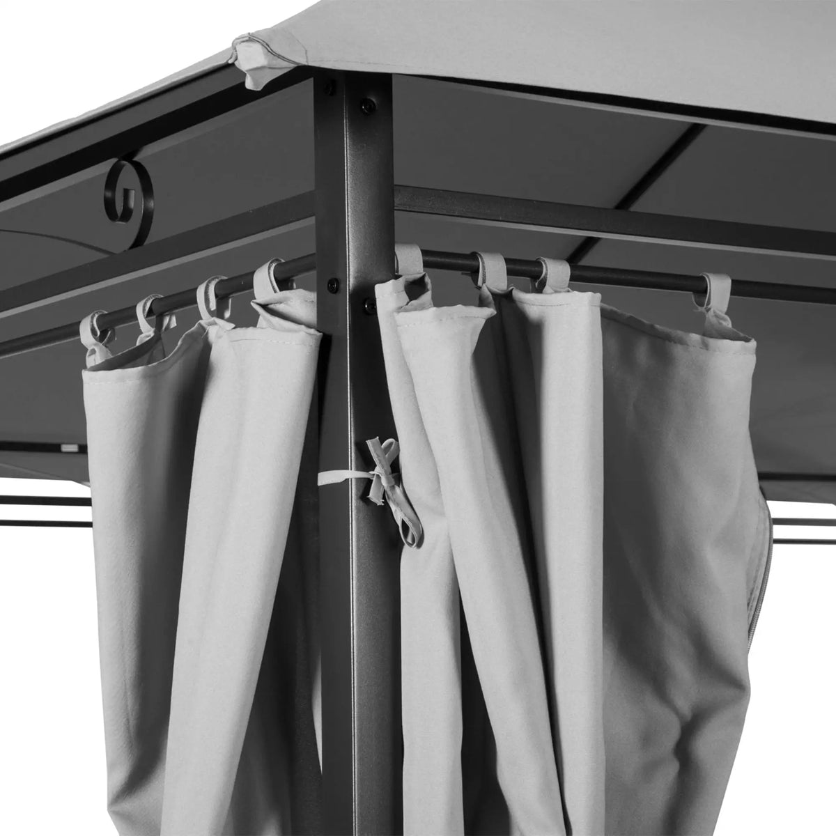 10' X 13' Patio Gazebo 2-Tiers Canopy With Curtains, Dark Grey Gazebos at Gallery Canada