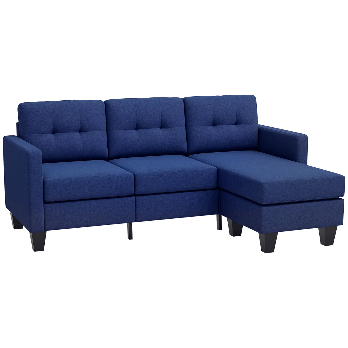 L-Shaped Sofa, 3 Seater Sectional Couch with Ottoman, Dark Blue 3-Seater Sofas at Gallery Canada