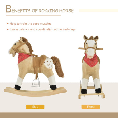 Kids Plush Ride-On Rocking Horse, Realistic Sounds, 3-6 Years, Beige Rocking Horses at Gallery Canada