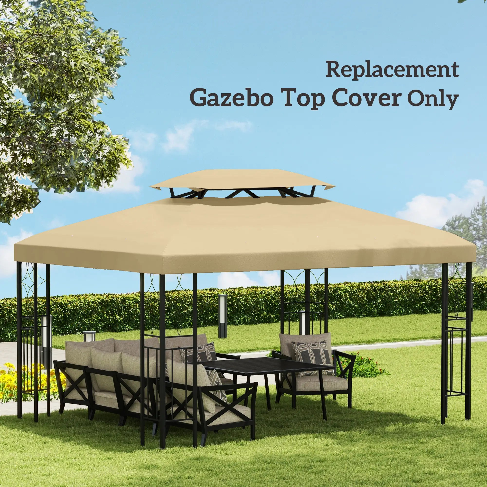 13' x 10' Gazebo Cover, 2 Tier Top, Garden, Patio, Outdoor, Beige Gazebo Canopy Replacement at Gallery Canada