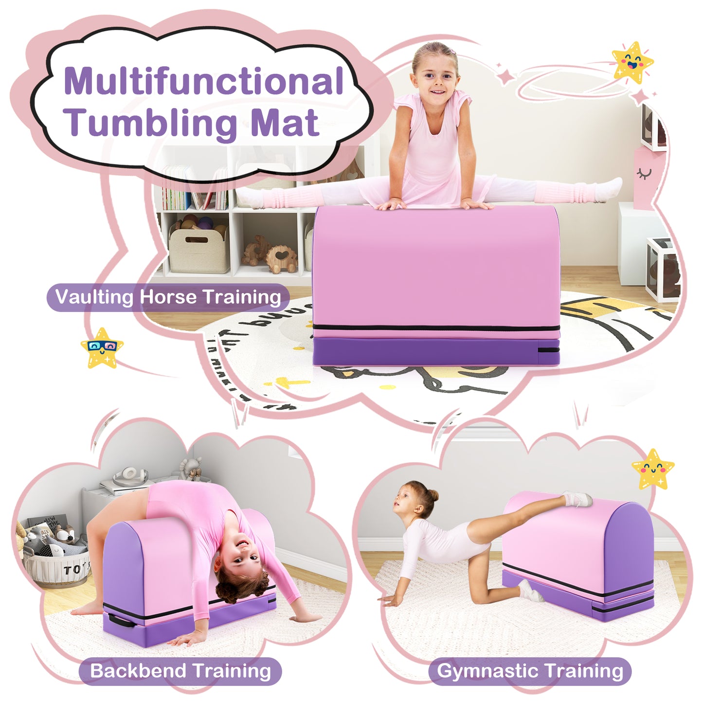 Kids Gymnastics Vaulting Box, Detachable Mat Handle, Purple Sports at Gallery Canada