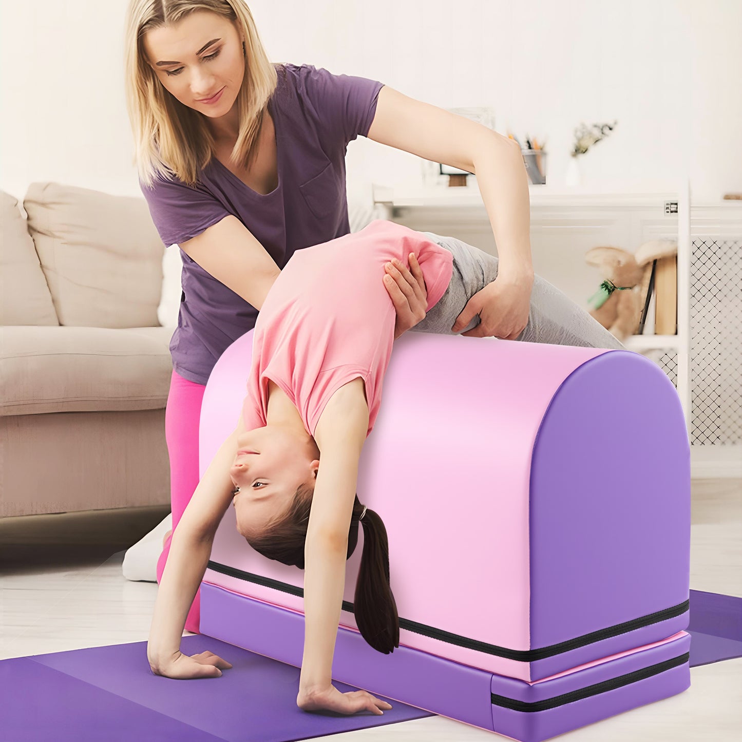 Kids Gymnastics Vaulting Box, Detachable Mat Handle, Purple Sports at Gallery Canada