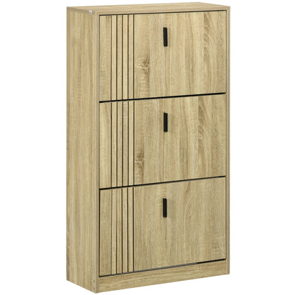 Shoe Storage Cabinet, 18 Pairs, 3 Flip Drawers, Adjustable Shelves, Oak Shoe Storage Cabinets & Racks at Gallery Canada