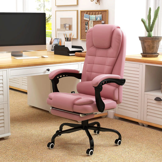 7-Point Vibrating Massage Chair, Reclining with Footrest, Pink Massage Chairs Pink at Gallery Canada