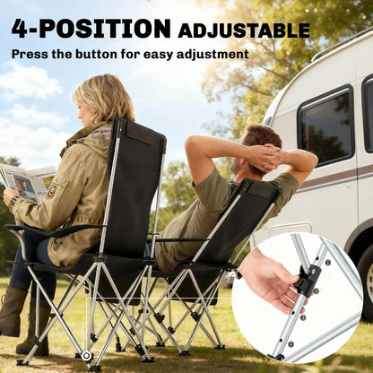 Reclining Camping Chair Set With Foot Rest, Headrest, Cup Holder, Storage Bag, Orange Picnic Tables & Camping Chairs at Gallery Canada