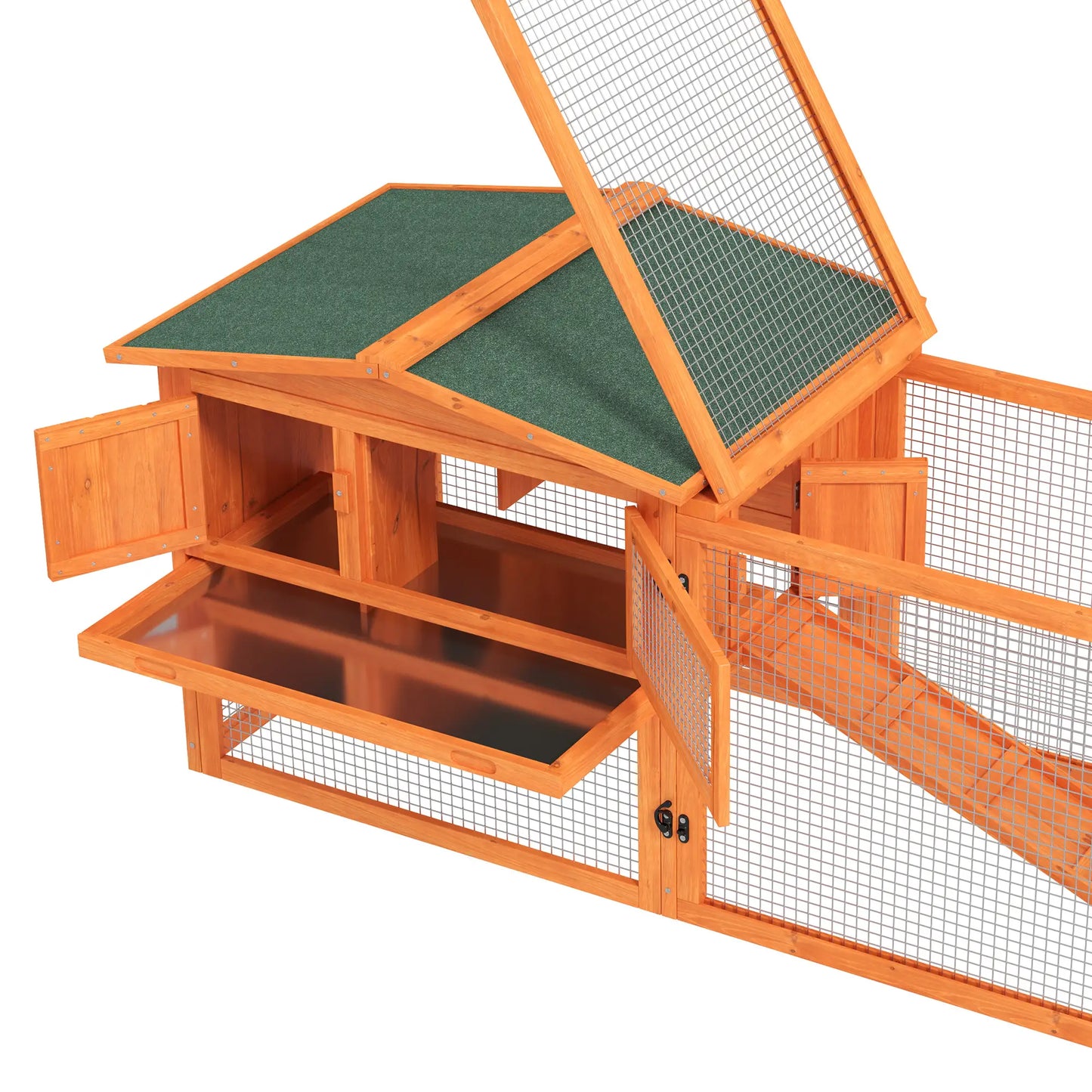Wooden Rabbit Hutch, Guinea Pig House, Removable Tray, Openable Roof, Orange Rabbit Hutch at Gallery Canada